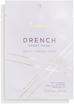 Karuna Skin - DRENCH Hydrating Sheet Mask, Pore-Minimizing Facial Skin Care Products, Hydrating Sheet Masks with Pear Extract & Peony, Face Mask for Skin with Acne & Dark Spots, 0.74 fl. oz./22 ml
