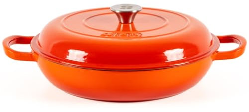 Lätt Home Orange Collection Cocotte in ghisa, casseruola in ghisa smaltata, per tutte le fonti di calore (Rotonda, 30 cm, 3,2 l)