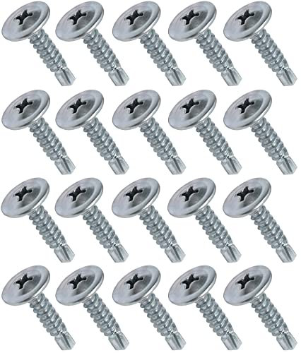 AERZETIX - C44741 - Set di 20 Viti per lamiera autoperforanti Ø4.2x19mm a testa larga bombata - con impronta PH/cruciforme - in acciaio zincato - fissaggio lamiera grondaia - colore argento