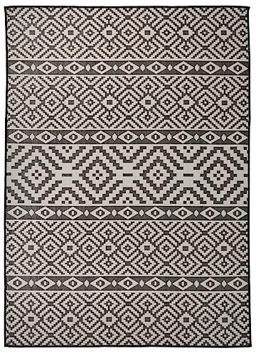 vidaXL Utomhusmatta plattvävd 200x280 cm svarta ränder