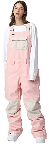 Pantalones de snowboard para mujer, pantalones de snowboard ajustables, impermeables, para senderismo, escalada, pantalones de esquí aislados, rosa, L