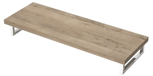 Mai & Mai Waschtischplatte Wandkonsole Waschbeckenauflage 50x140cm inkl. Edelstahlkonsolenträger Waschtischhalter Eiche Greige Platte04