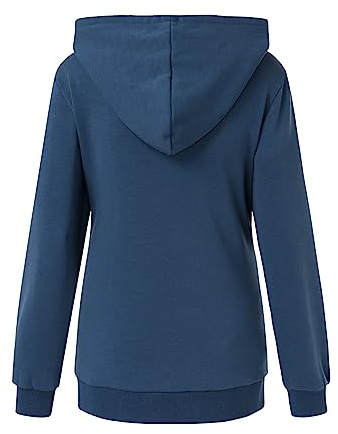 KBOPLEMQ Pull à capuche pour femme enceinte en coton - Haut d'allaitement - Mode de maternité - Sweat à capuche pour l'allaitement - Pull chaud rembourré - Combinaison d'allaitement en polaire, bleu,