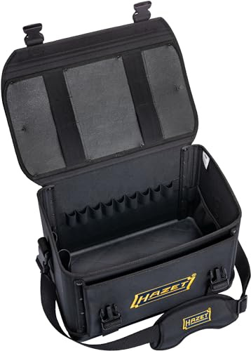 HAZET große Werkzeugtasche leer 191T-2L, Werkzeugkoffer passend für Baustellen, robuste Polyesterhülle, gepolsterter Schultergurt, schnelle Werkzeugorganisation