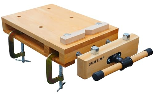 OUMTIME Woodworking Bench Vise with 4 Bench Dogs and 2 Clips, Hard Wood Vise, Workbench Top Vice, Bench Clamps for Woodworking