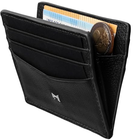 Gentlemen’s Kartenetui – Premium Rindsleder & RFID-Schutz – Platz für Karten, Scheine, Münzen & Tracker im Wallet – Patentiertes Slim Design – Slim Wallet mit Münzfach