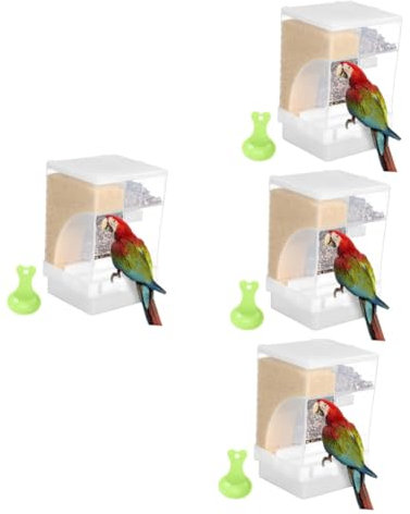 BESPORTBLE 4sätze Transparenter Vogelfutterspender Mit Doppelfächern Und Löffel Automatischer Futterspender Für Wellensittiche Und Andere Vögel Einfache Montage Und Robuste Konstruktion