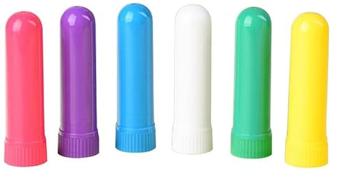 20 Piezas Inhaladores Nasales, Menta Inhalador Palo Aromático, Buena Higroscopicidad Rellenables, Inhalador Recargable para Aromaterapia, 10 Colores, con 10 Mechas de Algodón