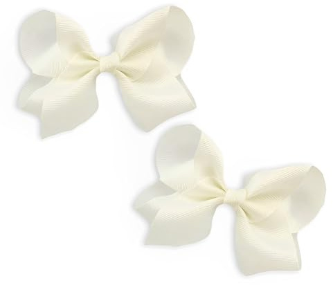 2 Pcs White Hair Bow Clips,Hair Bows for Women,Cute White Bow With Clips for Girls,Hair Accessories for Kindergarten,Unisex Children Christmas Valentines Day Easter Decorative Hairbows