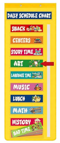 Visual Schedule Chart – Teaching Calendar, Kids Planner | Pocket Display Organizer, Daily Routine Visual Aid, Educational Classroom Tool for Home Learning, Preschool, Teacher Use, Toddler Engagement