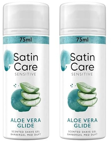 Katsy Style Shave Gel for Sensitive Skin with Aloe Vera 75ml – Pack of 2, Gentle & Moisturizing Shaving Gel for Men and Women, Non-Irritating Shave