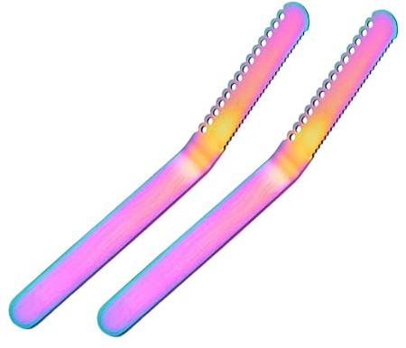 FytStycale Coltello Spalmatore Multifunzionale Da 2 Pezzi con Fori E Bordo Seghettato per Pane Al Formaggio in Acciaio Inossidabile Adatto per, Multiplo