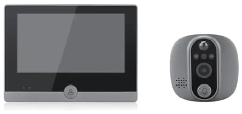 FACAIIO Caméra de surveillance WLAN avec écran couleur IPS 4,3, HD 1080p, vue 167°, détection de mouvement PIR, pour Alexa, batterie 5000 mAh, gris