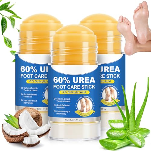 Crema Urea 60%, Crema para Pies Secos y Agrietados, Barra Reparadora Talones Agrietados, Manos y Codos, Suaviza Callos y Grietas, 40g (3PC)