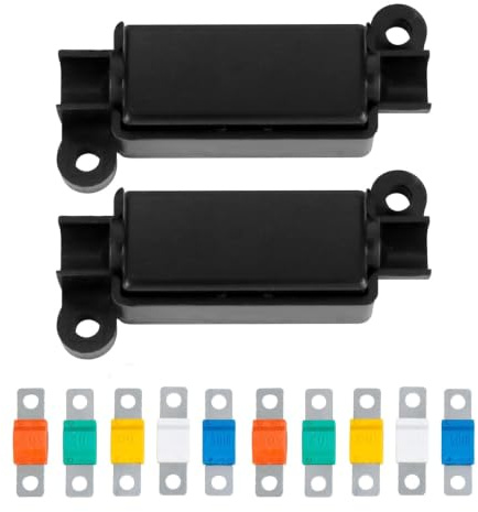 2 Pcs MIDI Fuse Holders And 10 Pcs 30/40/60/80/100-amp 32V Automotive Fuses With Bolt Connections, Suitable For Cars, Lorries, Motorhomes, Construction Vehicles, Agricultural Machinery And Buses