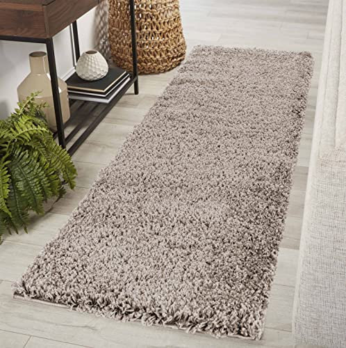 Serdim Rugs Living Room Hallway Runner Shaggy Rugs, Polypropylene, L.Beige, 60x220cm(2 x7'3)