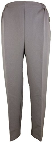 K-Milano Pantaloni da donna con elastico in vita, molto adatti per anziani, pantaloni della nonna, pantaloni a infilare, tasche sicure con zip e piega stirata, taglia corta, grigio., 54-56