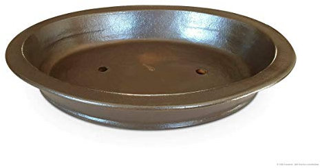 K&K Keramik Bol à bonsaï ovale en céramique Marron foncé mat Format XXL 64 x 50 x 12 cm