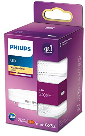 Philips LEDclassic Lampe ersetzt 40W, GX53 warmweiß (2700 Kelvin), 500 Lumen, Reflektor, Weiß