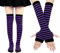Bienvenu Damensocken, gestreift, kniehoch, Armwärmer, fingerlose Handschuhe, Violett, Einheitsgröße