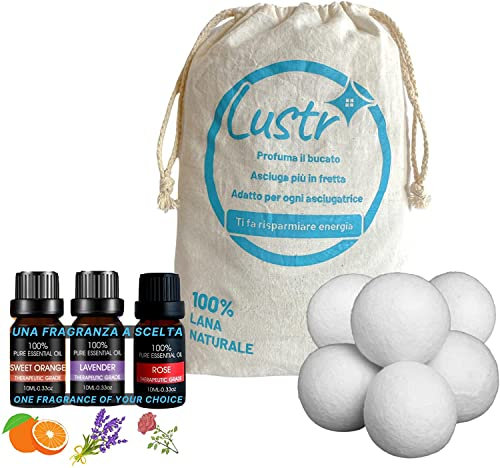 Lustr - Bolas Secadoras, Bolas de Lana para Secadora, Bolas de Secado para Secadora, Bolas Lana Secadora, Lana ecologica con Aceite Esencial Lavanda