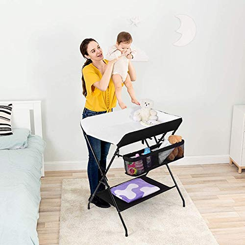 Supfine cambiador plegable de la mesa cambiador puede soportar a un bebé de 25 kg, sin necesidad de inclinarse para terminar el cambio de pañales, tratamientos de masaje
