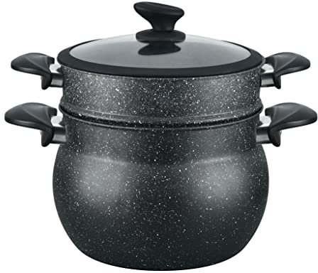 Cheffinger Pentola per couscous, 26 cm, 12 l, colore nero