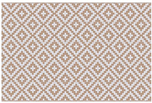Outsunny Outdoor Teppich Graphic Style - Wendeteppich 2 Motive - ABM. 2,74L x 1,82l m - PP High Density 310 g/m² Weiß Beige