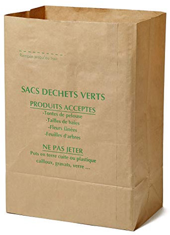 La Cordeline CJN29 Lot 10 Sacs à Déchets Verts Papier Kraft 125L Naturel