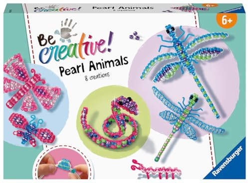 Ravensburger BeCreative Pearl Animals - Bastelset für Kinder ab 6 Jahre, Perlentiere basteln für Mädchen und Jungen - Perlen Set - 18247 - Geburtstagsgeschenke, Deko selber basteln
