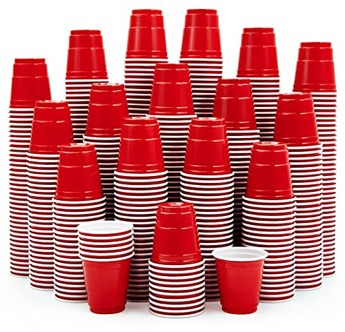 Lilymicky 1080 PACK 2 oz Red Plastic Shot Glasses, 2 oz Plastic Shot Cups