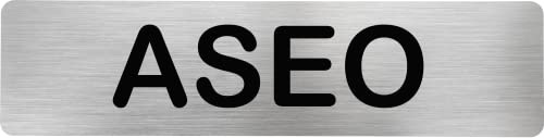 MovilCom® - Señal de acero inoxidable ASEO | Placa puerta INOX | Señal informativa | Cartel Puerta 200X50mm