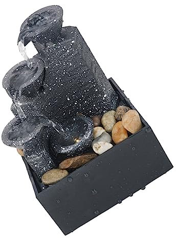 DECHOUS Fuente de Agua Artificial Pequeña Batería Efecto Cascada Adorno de Escritorio para Hogar Oficina Tiendas Centro Comercial Hotel sin Batería Incluida