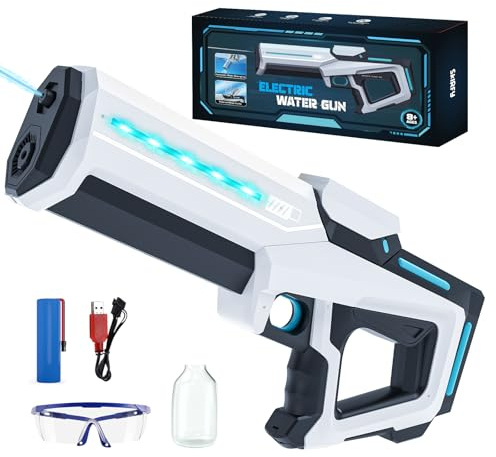 Electric Water Gun for Adults Kids,Battery-Powered Squirt Toy with Tank, LED Light,Strongest Auto Water Blaster,Summer Outdoor Beach Play,Pool Garden Fun for Kids Age 8 9 10
