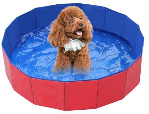 YANGUN Hundepool, 60 * 20cm Faltbar Hundepool mit rutschfestem Boden & Ablassventil, PVC rutschfest Planschbecken, Faltbarer Hundepool, Schwimmbecken für Hunde,Geeignet für kleine Hunde (60 * 20cm)