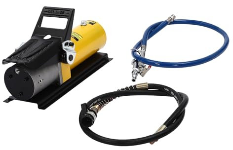 Fußpumpe 10000PSI, Hydraulikpumpe Stahl 690cm³ Kraftstofftank mit 1,5m Kraftstoffschlauch 1m Luftschlauch Luft-Hydraulikpumpe