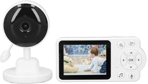 DAUZ Monitor para Bebés, AC100-240V 2.4G Inalámbrico Pantalla de 2,8 Pulgadas Cámara para Monitores para Bebés Uso en Interiores (Enchufe de la UE)