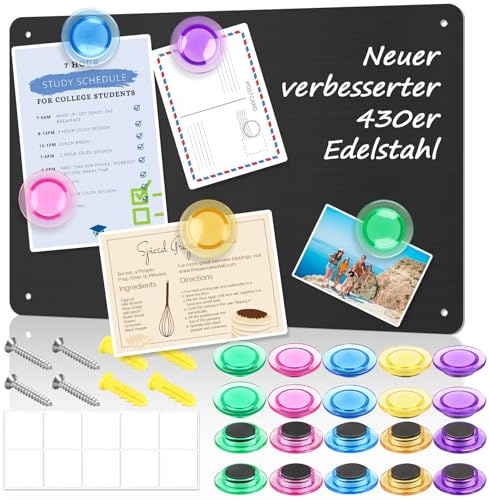 Yegookay 430 magnetplatta 42 x 30 cm tjock magnettavla magnetisk whiteboard magnetisk magnetisk vägg klassisk och mångsidig reptålig rostfritt stål enkel montering (mattsvart)