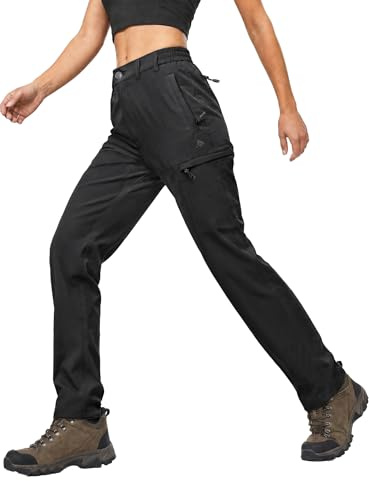 Haimont Women's Hiking Trousers Lightweight Water Resistant Stretch Outdoor Cargo Travel Pants with 6 Zipper Pockets