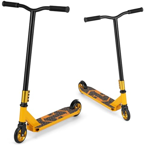 GOPLUS Patinete Acrobático para Niños de 10+ Años, Patinete Profesional para Niños, con Ruedas PU, Scooter de Acrobacias para Principiantes e Intermedios, Capacidad Carga 100 kg (Amarillo)