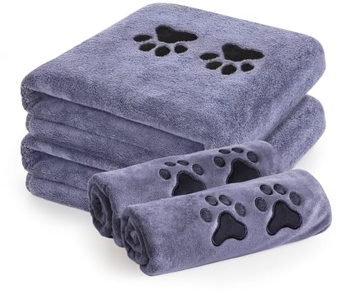 Serviette pour Chien, Lot de 2 – Serviette Microfibre Ultra-absorbante pour Animaux avec Motifs de Pattes, séchage Rapide pour Chiens et Chats, Serviettes Extra Larges Douces et résistantes, 50 x 80