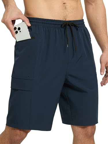 Arcweg Short de Bain Cargo Homme Short de Bain Homme avec Doublure Mesh Séchage Rapide Boardshorts avec 4 Poches Robuste pour Plage, Pêche & Aventures en Plein Air Bleu Marine L