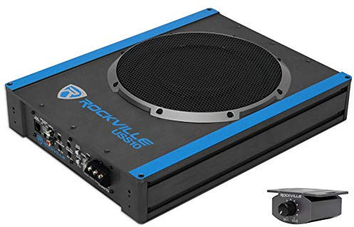 Rockville USS10 10 tum 800 W smal undersäte aktiv driven bil/lastbil subwoofer sub svart