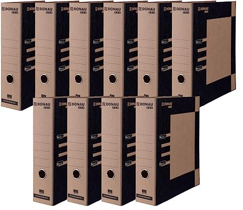 DONAU Premium Vegan-Ordner ECO MAXI FSC / 10er Pack/Breit/DIN A4 8 cm/Braun-Schwarz z/gut für die Umwelt/Aktenordner Briefordner Büroordner Pappordner Schlitzordner/Hergestellt in der EU