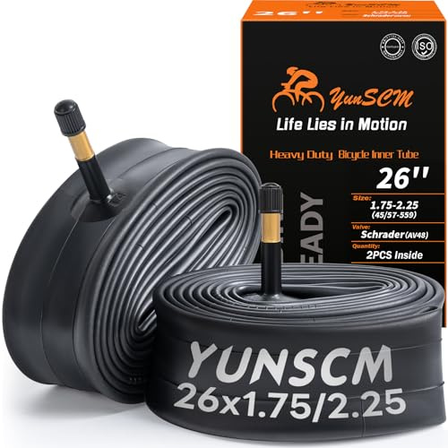 26 Heavy Duty Bike Tubes 26x1.75/1.95/2.0/2.10/2.125/2.25 (45/57-559) 26 Bicycle Tubes Premium Butyl Rubber Compatible with Road,Gravel,Mountain Bike Tire Tubes Schrader Valve AV48mm 2-PCS