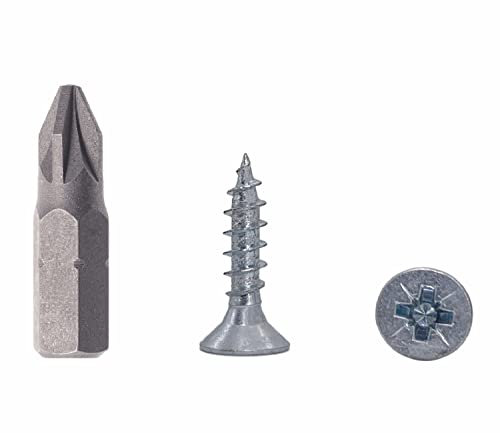 Confezione da 100 viti per legno in acciaio zincato 4,5 x 20 mm, viti per truciolare, viti universali Pozi-Drive, completamente filettate, testa svasata (100, 4,5 x 20 mm)