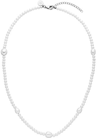 Purelei® Glace Kette (Silber), Wasserfeste Perlenkette für Frauen, Kette aus Edelstahl, Geschenk für Frauen, 50-55 cm Länge verstellbar