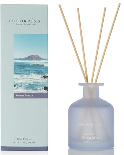 Cocorrína Ocean Breeze Reed Diffuser Set - 200ml Home Fragrance with Essential Oil Sticks for Bedroom, Bathroom, Office Decor