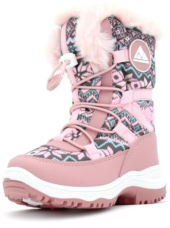 Nova Mountain Boys Girls Little Kids Winter Snow Boots,NF NFWB840 PinkMulti 6
