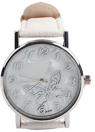 3 Färger Kvartsklocka, Kvinnlig Elegant Fashionabel PU-läderrem Analog Armbandsur Dress Date Damarmbandsur(vit)